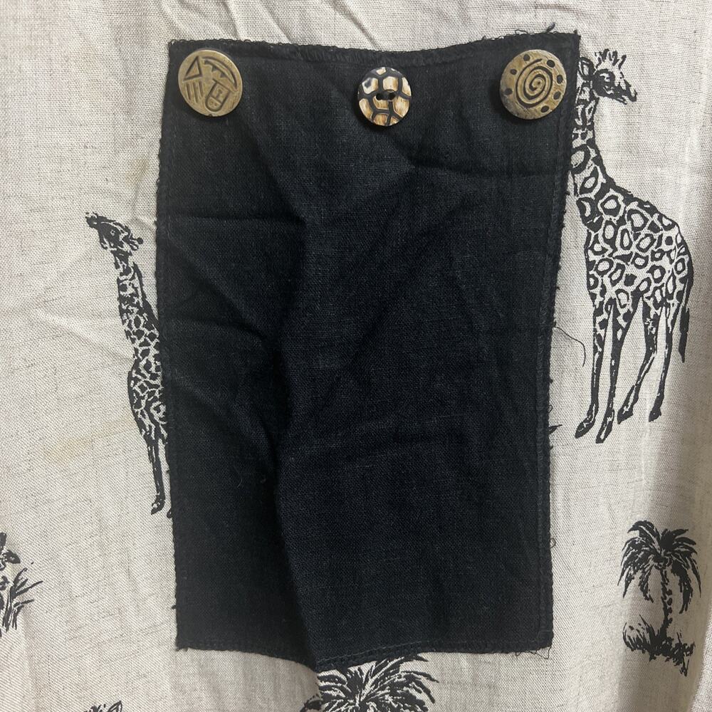 Vintage NINA PICCALINO Linen Blend Maxi Giraffe Print Sleeveless Dress Size 12 - Picture 4 of 10